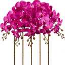 Hot Pink Artificial Orchids Flowers 5PCS Faux Orchid Stems 35.4" Phalaenopsis Branches for Tall Vase for Bridal Shower Home Party Wedding Decoration (Hot Pink)
