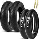 10x2.5 Scooter Tire & Tube Set: EMERK 10 Inch Wear-Resistant Pneumatic Replacement Scooter Tires and Inner Tubes with 90 Bent Valve and 2 Tire Levers, Fits 6.0" Rims (2-Pack)