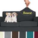 MAXIJIN 3 Piece Couch Covers for 2 Cushion Couch Sofa Cover, Stretch Loveseat Sofa Slipcovers for Sofas with 2 Large Cushions, Thick Dogs Pet Furniture Covers (71"-91", Gray) (Grey)