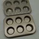 Flexzion Muffin Tray Cupcake Baking Pan 2 Pack, Carbon Steel Muffin Tins Nonstick 6 Cups, Cupcake Tin Bakeware Accessories for Baking Cupcake Muffin Brownies Snack, Fridge Safe, Champagne Gold