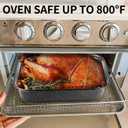 QPMR Roasting Pan with Rack, 21 Rectangular Granite Roaster Pan, 25lb Capacity, Large Roaster Pot for Baking Turkey with Versatile Lid