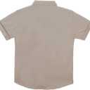 Men's Button Down Shirt Short Sleeve Casual Summer Beach Business Shirt (Beige, XXL)