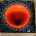 (8 Cones) BESEA 28 inch Orange PVC Traffic Cones, Black Base Construction Safety Cones Road Parking Cone Structurally Stable Wearproof (28" Height)