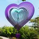 DJUAN Wind Spinner Purple-Green Gradient Love Heart 3D Metal Hanging Wind Spinners Worth Gift Stainless Steel Yard Art Decorations Indoor/Outdoor Kinetic Wind Sculptures & Spinners