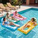 Hungdao Inflatable Pool Float Lounger for Adults Chair Floaties with Drink Holder Mount Backrest Foot Rest Cooler Lake Swim Water Floating for Beach Party, 4 Styles