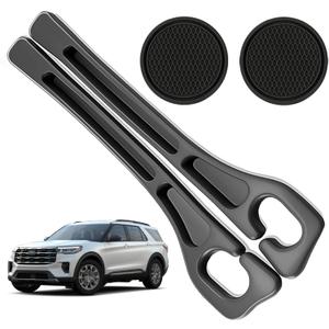Car Seat Gap Filler Organizer Compatible with Ford Explorer Accessories Seat Gap Plug Blocker with Storage Slot Non-Slip Car Cup Holder Coaster Black