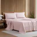 Lacoste 100% Cotton Percale 4-Piece Sheet Set Crisp Cool Breathable All-Season Bedding, Oeko-Tex Certified, Soft Matte Finish, Durable Premium Cotton Solid, Iced Pink, Twin