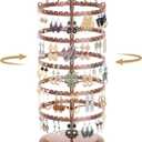 LASZOLA 5 Tier Bronze Earring Holder Organizer Tree Women Display Storage for Stud and Hoop, Large Cool Rotating Clip Stand for Pierced and Dangle Earring, Vertical Metal Tower Carousel with 400 Holes