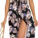 Women's Beach Dress Summer Maxi Sundress Strapless Hawaiian Cover Ups Asymmetrical Wrap Dresses (Medium)