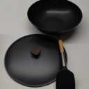 Carbon Steel Wok Pan - 13" Wok Pan with Lid, Woks & Stir-Fry Pans Nonstick with Spatula & Brush, Chinese Wok Flat Bottom Wok for Induction, Electric, Gas, All Stoves