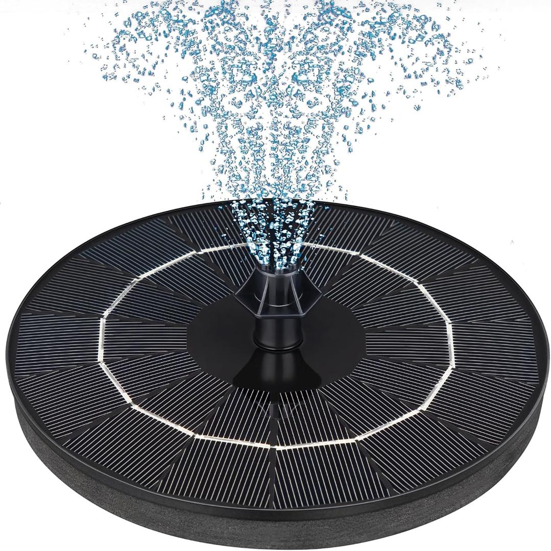 Mademax Upgraded Solar Fountain with 4 Easy Install Nozzle and Fixer, Solar Powered Fountain Pump for Bird Bath, Garden, Pond, Pool, Fish Tank, Outdoor