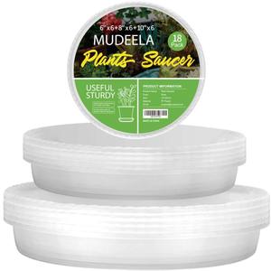 18 Pack Plant Saucers of 6 inch & 8 inch & 10 inch , Durable Plant Trays for Indoors Outdoors, Clear Plastic Flower Plant Pot Saucer, Made of Thicker, Stronger Plastic, with Taller Design (6"+8"+10")
