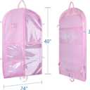 Zilink 40" Dance Costume Garment Bag Clear Dance Costume Bag for Hanging Storage with 5 Clear Zipper Pockets Stable Buckles and Carry Handles for Dance Competition Closet Storage, Pink