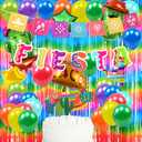 3 Pack 3.2ft x 8.2ft Rainbow Metallic Tinsel Curtains Mexican Fiesta Party Photo Backdrop Foil Fringe Curtains Photo Booth Props for Birthday Party,Tie Dye Bridal Shower Party Decorations
