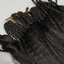 Synthetic Kinky Straight Crochet Braid Hair with Adjustable Pre-looped Yaki straight Crochet Braiding Hair Extension for Black Women 6 Packs 14 Inches 96 Roots 1B#