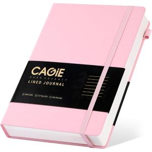 CAGIE Lined Journal Notebook, 320 Pages College Ruled Notebook, 100 Gsm Paper Thick Journal, B5 Hardcover Leather Journals for Writing Women, 7.6x10 In, Pink