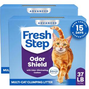 Fresh Step Odor Shield Advanced Multi Cat Clumping Litter with Febreze, 18.5 lb Each, Pack of 2 