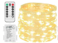Beieverluck 1 Pack 33FT 100 LED Fairy Lights Battery Operated Fairy Lights with Remote and Timer Waterproof String Lights Outdoor Indoor for Bedroom Wedding Christmas Decorations, Warm White