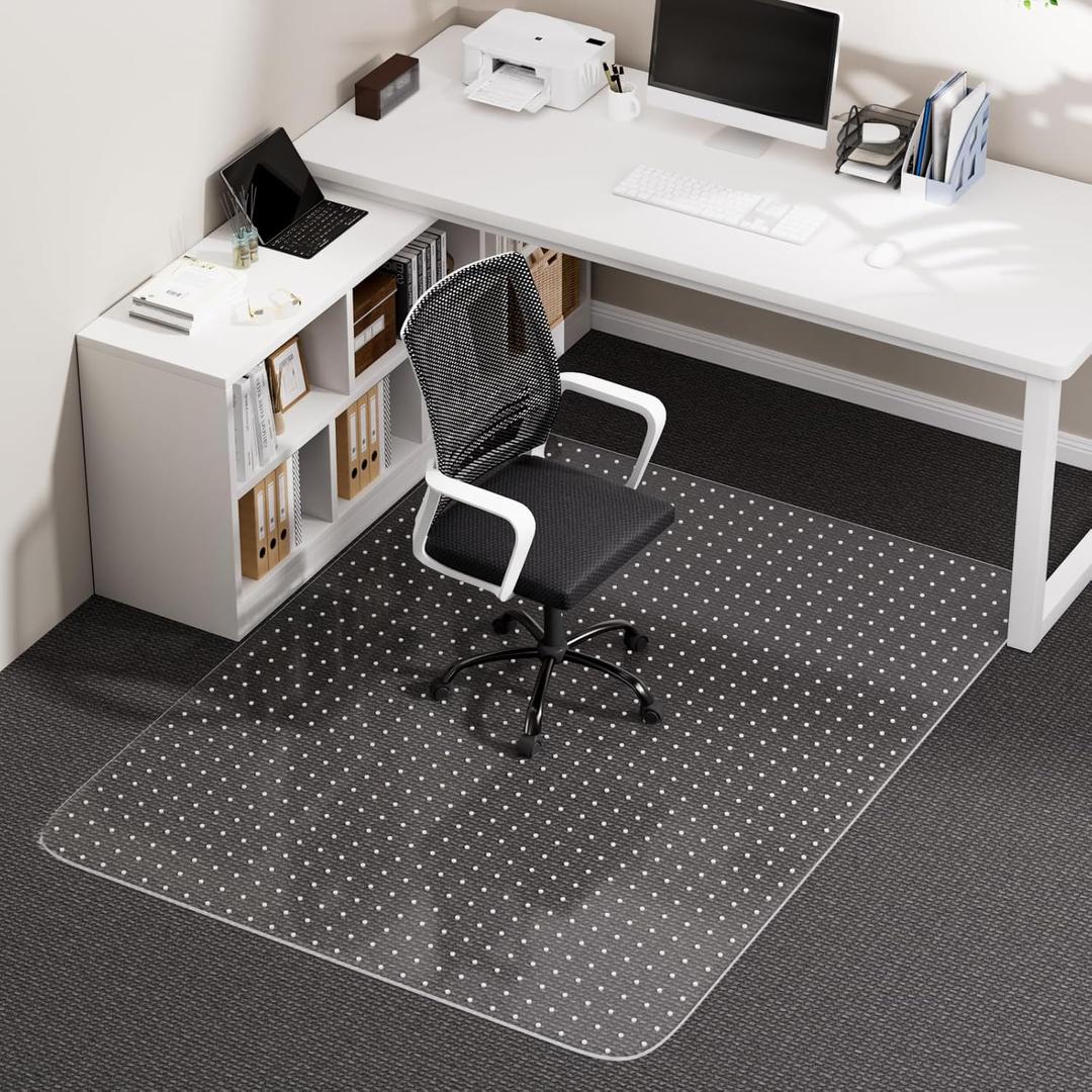 Office Chair Mat for Carpet, 36" x 48" Clear Desk Chair Mat with Lip, Heavy Duty Plastic Floor Protector for Low Pile Carpet, Smooth Easy Glide Under Desk for Office or Home