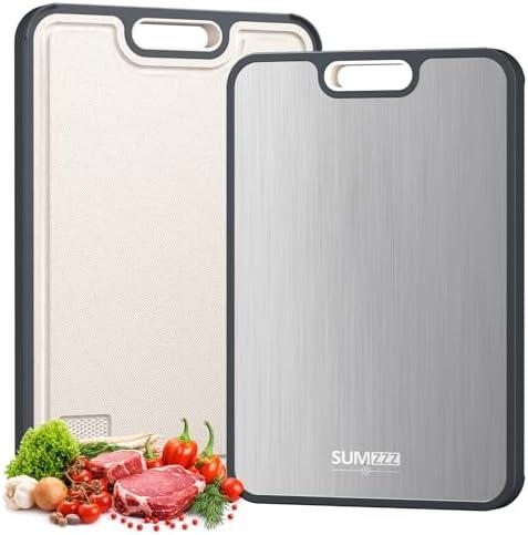 Sumzzz Titanium Cutting Board for Kitchen, Cutting Board Double Sided Food Grade, Pure Titanium/PP, Easy to Clean Large Size 15”×10.3”