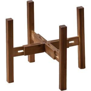 Adjustable Indoor Plant Stand, Bamboo Mid Century Modern, Stable Holder, Fits 6-12 inch Pots (Square Horn Walnut)