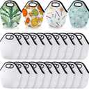 Paterr 24 Pieces Sublimation Blanks Neoprene Lunch Bag Insulated Soft Box Reusable Lightweight Lunch Bag Case Thermal Food Carry Case Handbags with Zipper for Adults Work Travel Picnic DIY, White