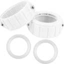 2" Spa Hot Tub Heater Split Nut Unions with Screw and Heater Gasket, White Spa Heater Split Nut Replacement for Balboa Gecko (Actual Size 3 Inch, Split Nut for 2 Inch Heater Assemblies) - 2 Pcs