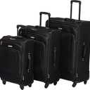 American Tourister Pop Max Softside Luggage with Spinner Wheels, Black, 3-Piece Set (21/25/29)