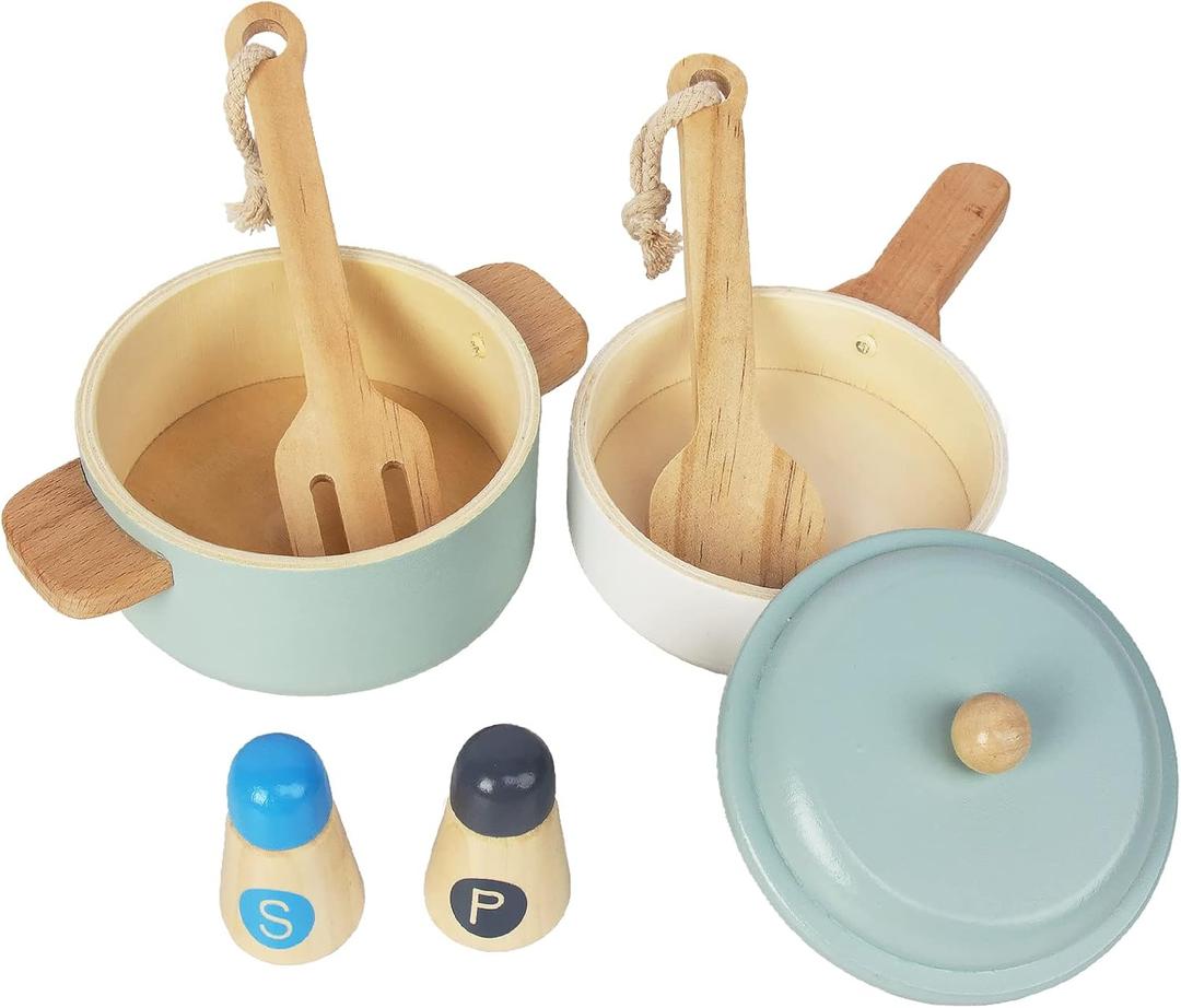 WoodenEdu Premium Toddler Play Kitchen Toys, Wooden Kitchen Utensils, Accessories for Pretend Play Kitchen Set, Montessori Learning Toy, Pretend Cooking Playset, Gift for 3+
