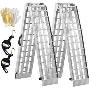 Truck Ramps 3000LBS Capacity - 2 Pcs 7.5ft Heavy Duty Loading Ramp, Folded Loading Ramps for Motorcycles, Dirt Bikes, UTVs, ATVs, Golf Cart, Garden Tractors, Aluminum Ramps with Handle (Silver)