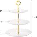 Tosnail 3-Pack 3-Tiers White Plastic Cupcake Stand, Dessert Serving Trays, Party Serving Tray Fruit Pastry Holders Catering Tray for Wedding, Party, Gathering - Round with Gold Rod