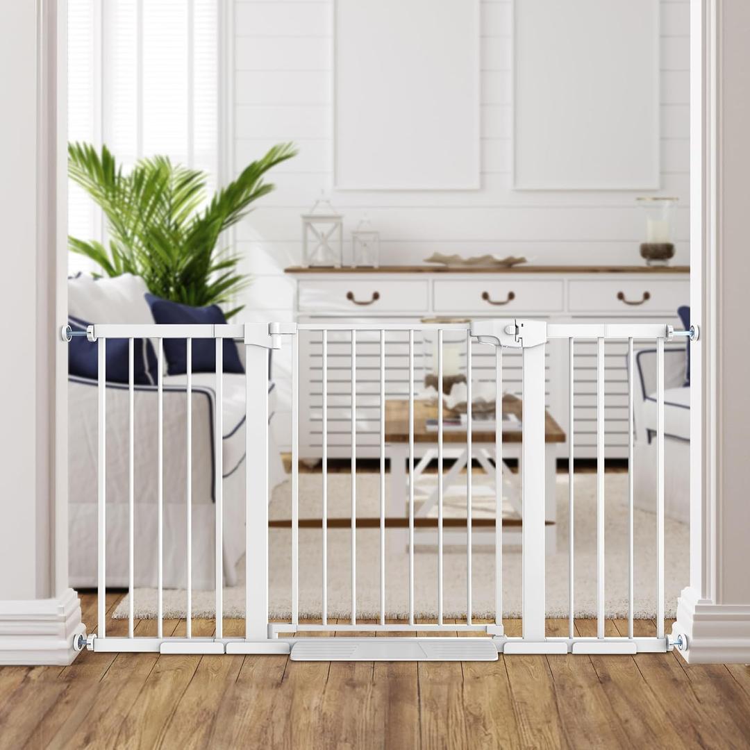 Easy Step Walk-Thru Baby Gate  Adjustable Safety Gate for Babies & Pets, Pressure Mount Kit, Includes Wall Cups & Extensions  29.7 to 59.8W x 30.5H inches, CPC Certified