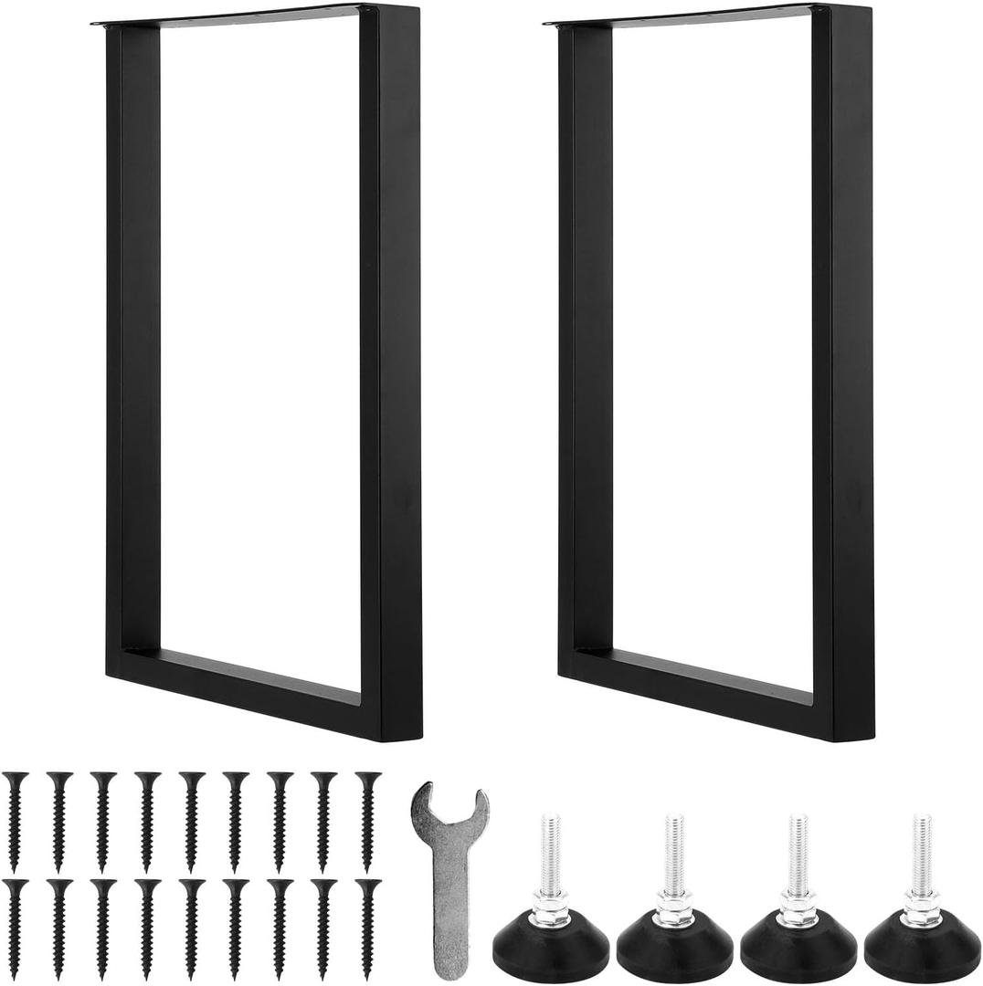 Metal Table Legs Heavy Duty, 28H x 18W(Bear Up to 1300lb),Metal Furniture Legs for Dining Desk Bench and Coffee Table, Industrial Black DIY Iron Bench Legs, Set of 2