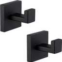 Angle Simple Matte Black Towel Hooks for Bathroom, SUS 304 Stainless Steel Square Wall Coat Hooks, 2 Pack