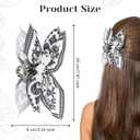 2 Pcs White Black Cute Claw Clips, Fancy Metal Cute Hair Bows for Women Girl Satin, Cashew Christmas Bow Claw Clips Cute Non-Slip, Christmas Flat Large Butterfly Bow Hair Clips for Women Styling