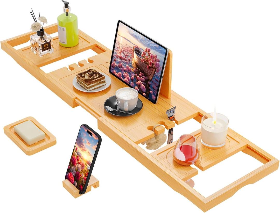 Bathtub Tray,Bath Tray for Tub,Bath Tub Tray Wood,Bath Caddy Tray for Bathtub,Bathtub Trays for Tub, As Gifts for Women Or House Warming Gifts New Home