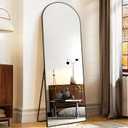 Arched Full Length Mirror with Stand, 57"x20" Free-Standing Leaning Wall-Mounted Mirrors, Elegant Body Mirror for Living Room, Bedroom & Cloakroom, Black (57"L x 20"W, Black-arch)