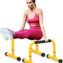 TABEKE Push Up Bar, 14'' High Steel Parallettes & Dip Bar with Full Coverage Foam Handle, Heavy-Duty Calisthenics Parallel Bars for L-Sit, Dips, Home Gym Strength Training Workout