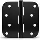Haidms 3 Pack Matte Black Door Hinges 4 Inch Exterior Door Hinges with 5/8" Radius Corner Removable Pin Full Mortise for Heavy Duty Hardware