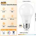 A19 LED Light Bulb, 60 Watt Equivalent, Soft White 3000K, 850LM, E26 Base, Non-Dimmable, 9W Bright White, 24-Pack