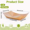 250 Pack Medium Paper Food Boats, 1lb Disposable Brown Kraft Paper Food Trays, Heavy Duty Serving Basket, Disposable Serving Boats for Party Snacks, Nachos, French Fries, Tacos, Popcorn