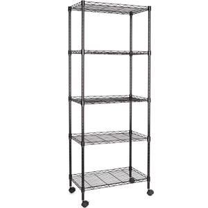 JS HANGER Wire Shelving Unit, 5-Tier Heavy Duty Height Adjustable Rolling Metal Shelves for Storage, 550 lbs Capacity, 23.23''W X 13.4''D X 71''H, Black
