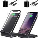 2 Packs Wireless Charging Stand, 20W Fast Charging Stand with QC3.0 Adapter for Samsung Galaxy S25/S25+/S25 Ultra/S24/S23/S22/S21/Note, for iPhone 17 Air Pro Max/16/15/14/13/12/11 Series, and More.