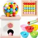 9.6" Wooden Gumball Machine Counting Montessori Toys for 3 4 5 Years Old Boys Girls, Toddler Preschool Learning Activities Toy for Kids Ages 4-8, Birthday Gifts Sensory Toys