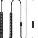 TV in-Ear Earphones, Spring Coil Extension, 11.8 Ft, Compatible with Most Devices, 3.5mm Male, Black