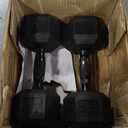 CAP Barbell 150 LB Rubber Coated Hex Dumbbell Hand Weight Set with Vertical Storage Rack | Black Handle