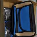NBTEPEM 6 Pcs Blue Car Accessories Set, Sport Leather Steering Wheel Cover 14.5-15inch Universal, Microfiber Leather Car Center Console Cover, Seat Belt Cushion, Cup Holder Coaster (Black-Blue)