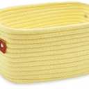 ABenkle Small Storage Basket, Mini Baskets with Handle, Cute Cotton Woven Baskets for Shelves, Boho Decorative Toy Storage Bin for Nursery, Spa, Empty Gift Basket - XS, Yellow