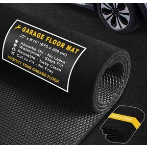 Extra-Large Garage Mat 22' x 8'10" - Durable Oil Mat for Garage Mats for Floor Under Car, Washable Garage Rug, Absorbent Floor Mats with Waterproof Liner, Garage Carpet, Oil Change Pad, Car Rug