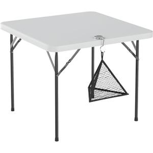 VECELO Folding Card Table Square with Mesh Bag, Heavy-Duty Collapsible Locking Legs & Easy to Storage, Portable for Indoor/Outdoor Use, White